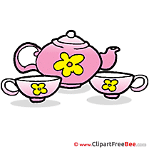 Kettle Cups Tea Office Pics printable Cliparts