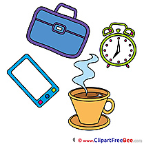 Coffee Alarm Clock Briefcase Presentation download Illustration