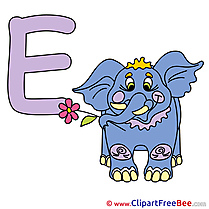 E Elephant Clipart Alphabet Illustrations