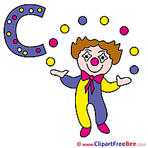 C Clown free Illustration Alphabet
