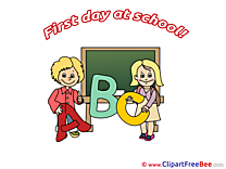 Alphabet Children Blackboard Pics First Day at School Illustration