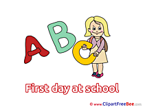 Alphabet Girl Cliparts First Day at School for free