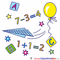 Arithmetic Math Balloon Numbers First Day at School Clip Art for free
