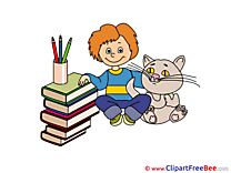 Cat Boy Books Pics First Day at School free Cliparts