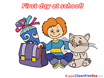 Cat Boy Schoolbag Clipart First Day at School Illustrations