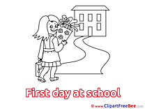 Girl Schoolgirl First Day at School download Illustration