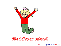 Jumping Girl Clipart First Day at School Illustrations