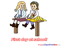Learners Girls Bench printable Illustrations First Day at School