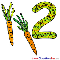 2 Carrots printable Numbers Images