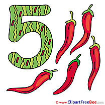 5 Peppers Clipart Numbers Illustrations