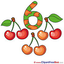 6 Cherries Pics Numbers Illustration