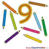 9 Pencils Clip Art download Numbers