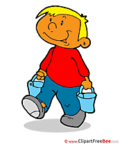 Boy with Buckets Milk Cliparts printable for free