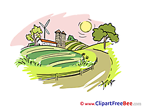 Farm Road Tree Sun Clip Art download for free