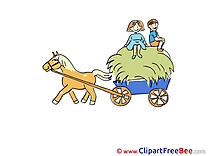 Hay Cart Boys Horse Clipart free Illustrations