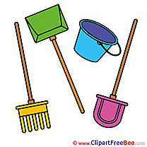 Tools Rake Shovel Bucket download printable Illustrations