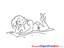 Sunbathing Clipart Vacation Illustrations