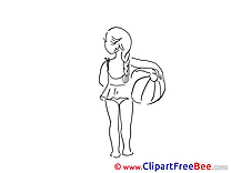 Vacation Girl with Ball Clip Art for free