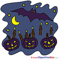 Candles Pumpkins Bat printable Illustrations Halloween