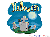 Cemetery Raven Cat printable Illustrations Halloween