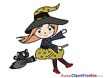 Flying Witch Cat free Cliparts Halloween