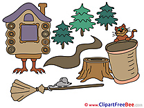 Hut on Chicken Legs Broom Mouse Clip Art download Halloween