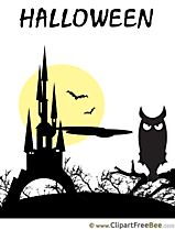 Mansion Owl Night printable Illustrations Halloween