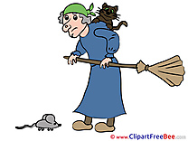 Mouse Cat Baba Yaga printable Halloween Images