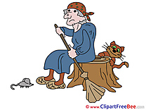 Mouse Stump Baba Yaga Cat Pics Halloween Illustration