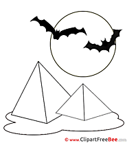 Pyramids Bats Moon Clipart Halloween Illustrations