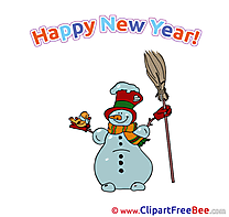 Bird Snowman Clipart New Year Illustrations