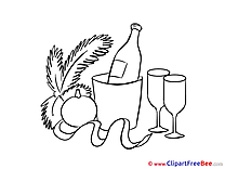 Bottle of Champagne New Year Illustrations for free