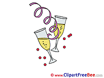 Champagne printable Illustrations New Year