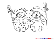 Coloring Snowmen New Year download Illustration