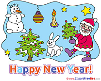 Hare Snowman Santa Claus Pics New Year Illustration