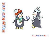 Penguins Wishes free Cliparts New Year