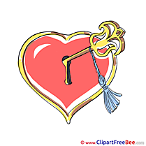 Key Lock Pics Hearts Illustration