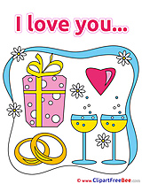 Gift Rings Champagne Flowers I Love You Clip Art for free