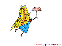 Umbrella Butterfly printable Illustrations for free