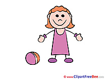 Ball Girl playing Pics Kindergarten Illustration