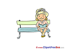 Bench Girl printable Kindergarten Images