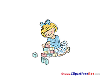 Blocks Girl plays free Illustration Kindergarten
