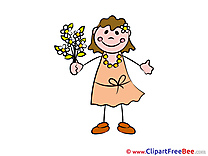 Flowers Girl Clipart Kindergarten Illustrations