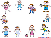 Funny Kids Kindergarten Illustrations for free