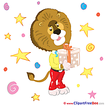 Lion with Present Kindergarten Clip Art for free