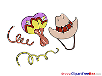 Cowboy Maracas Hat Pics Party Illustration