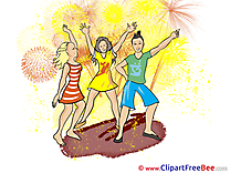 Firework People Dance Clipart Party Illustrations