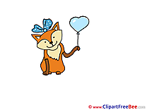 Fox with Balloon Clipart Party Illustrations