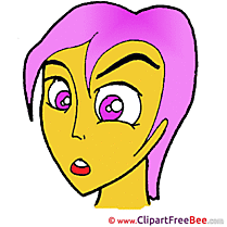 Eyes Pink Hair Girl Cliparts printable for free