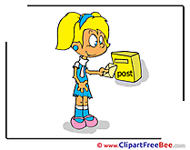 Mailbox Girl Letter printable Illustrations for free